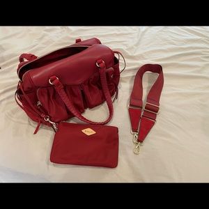 MZ Wallace red shoulder bag with long strap